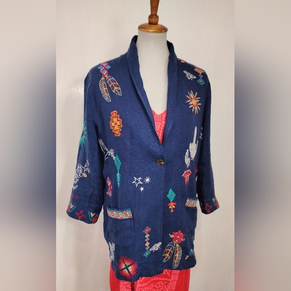 STAR GAZER EMBROIDERED LINEN JACKET - Picture 4 of 13